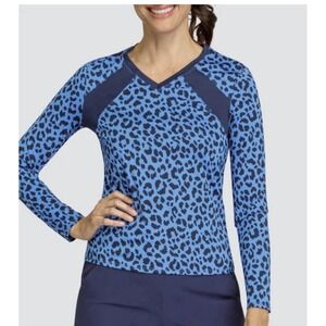 Tail Blue Leopard Print Long Sleeve Top